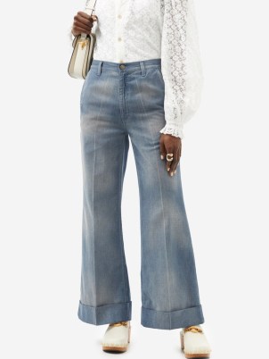 GUCCI High-rise wide-leg jeans | womens blue faded-wash denim trousers - flipped