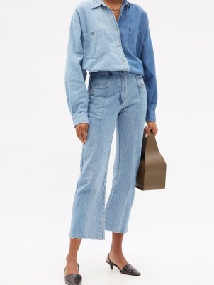 E.L.V. DENIM The Match Flare jeans | panelled crop hem jeans | women’s casual denim fashion - flipped