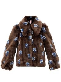 SHRIMPS Casper brown floral faux-fur jacket