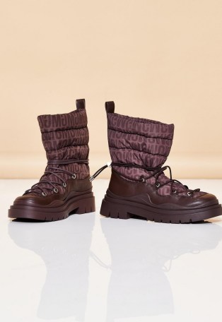 MISSGUIDED brown msgd sports ski snow boots ~ womens winter footwear