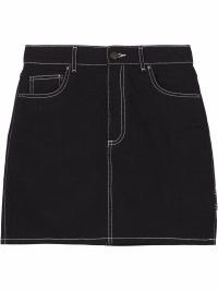 Burberry contrast-stitch raw-denim skirt in black – women’s casual designer short length skirts