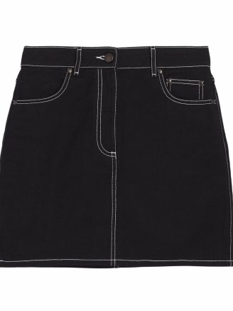 Burberry contrast-stitch raw-denim skirt in black – women’s casual designer short length skirts - flipped
