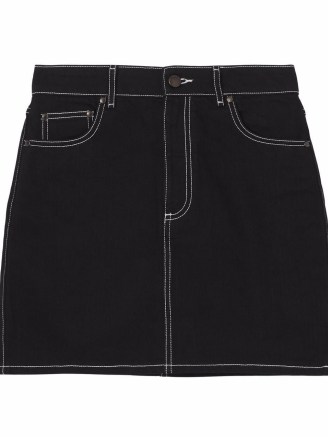 Burberry contrast-stitch raw-denim skirt in black – women’s casual designer short length skirts