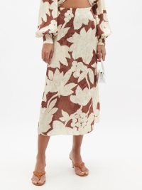JOHANNA ORTIZ Summer Cigars jacquard crepe midi skirt / burgundy floral skirts made with FSC viscose / womens sustainable designer fashion