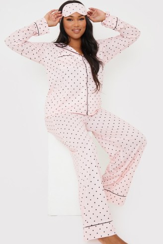 CHARLOTTE GREEDY PALE PINK POLKA DOT 6 PIECE PYJAMA GIFT SET ~ womens celebrity inspired pyjamas ~ women’s plus size sleepwear ~ spot print PJs - flipped