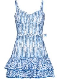 Charo Ruiz Ibiza Marianne broderie anglaise minidress white / blue. MIXED PRINT MINI DRESSES