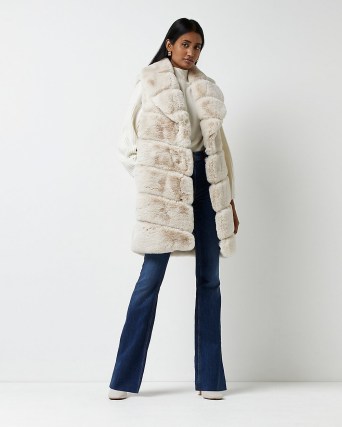 RIVER ISLAND CREAM FAUX FUR PANELLED GILET ~ luxe style gilets - flipped