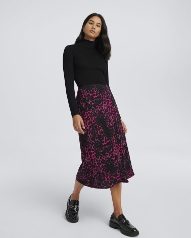 Diane Von Furstenberg Mae Midi Skirt in Ink Dots | spot print flowy hem skirts - flipped