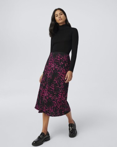 Diane Von Furstenberg Mae Midi Skirt in Ink Dots | spot print flowy hem skirts