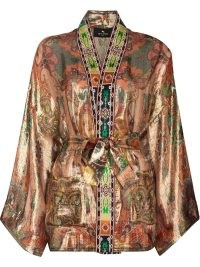 ETRO Brick Road belted jacket in multicolour ~ beautiful metallic lurex thread tie waist robes ~ womens luxe designer occasion jackets ~ women’s luxury floral and paisley print evening cover-up