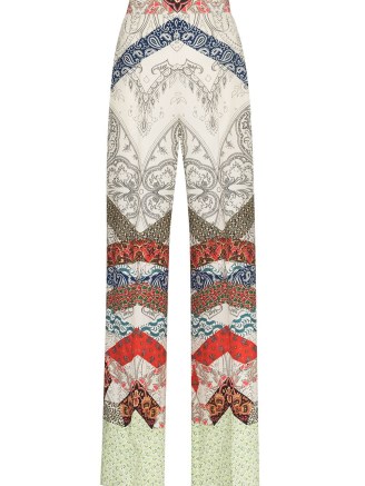 ETRO floral patchwork palazzo trousers. WOMENS MIXED PRINT SILK PANTS - flipped