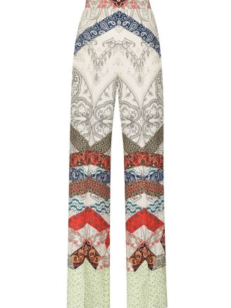 ETRO floral patchwork palazzo trousers. WOMENS MIXED PRINT SILK PANTS