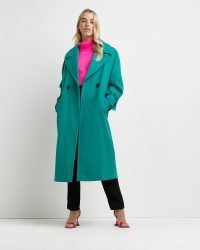 RIVER ISLAND GREEN DOUBLE BREASTED COAT ~ womens longline coats