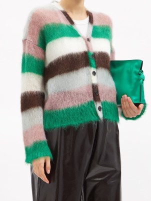 LOEWE Striped mohair-blend cardigan ~ womens soft multicoloured drop shoulder cardigans - flipped