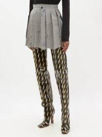 VETEMENTS Scribble-print pleated wool-blend mini skirt – grey short length designer doodle print skirts