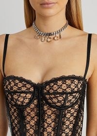 GUCCI Silver-tone logo chain choker ~ womens designer statement chokers ~ women’s chunky chain jewellery