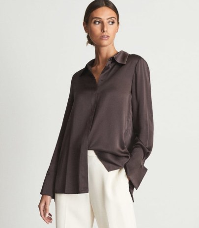 REISS HAILEY SILK SHIRT PURPLE ~ womens luxe fluid fabric shirts