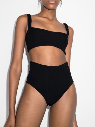 Hunza G Thema Nile bikini set in black – high waist bikinis – women’s swimwear sets - flipped
