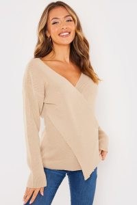 JAC JOSSA STONE WRAP LONG SLEEVE KNITTED TOP | asymmetric celebrity style tops | women’s on trend jumpers
