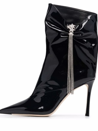 Jimmy Choo Oriel black patent leather crystal-embellished boots - flipped