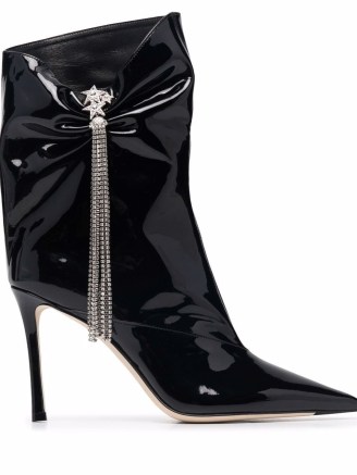 Jimmy Choo Oriel black patent leather crystal-embellished boots