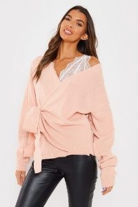 LORNA LUXE ‘BUT FIRST’ BLUSH WRAP CARDIGAN ~ light pink celb-inspired cardigans