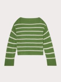 JIGSAW Merino Cashmere Stripe Jumper in green ~ womens breton style boat neck jumpers ~ women’s striped sweaters