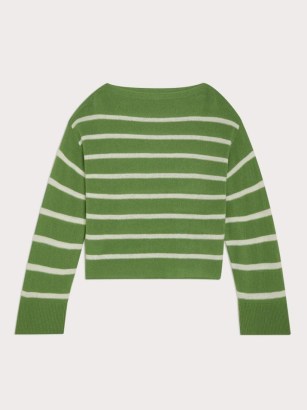 JIGSAW Merino Cashmere Stripe Jumper in green ~ womens breton style boat neck jumpers ~ women’s striped sweaters - flipped