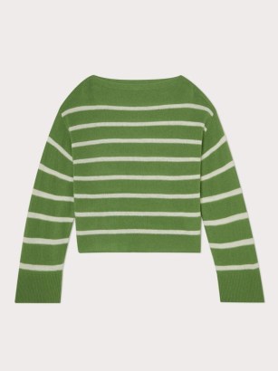 JIGSAW Merino Cashmere Stripe Jumper in green ~ womens breton style boat neck jumpers ~ women’s striped sweaters
