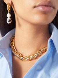 JOOLZ BY MARTHA CALVO Big Dream Weaver 14kt gold-plated necklace – womens chunky curb chain necklaces – women’s statement jewellery