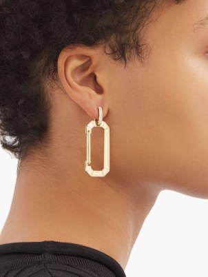 EÉRA Chiara diamond & 18kt gold single earring ~ luxe carabiner shaped singular earrings ~ womens fine statement jewellery - flipped