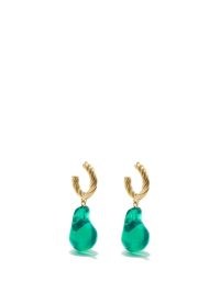 COMPLETEDWORKS Husband Number Six? 14kt gold-vermeil green resin drop earrings