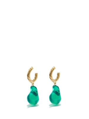 COMPLETEDWORKS Husband Number Six? 14kt gold-vermeil green resin drop earrings - flipped