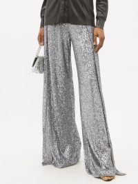 TOM FORD Sequinned wide-leg trousers – silver sequin covered pants – glamorous occasionwear – womens designer party fashion – evening glamour