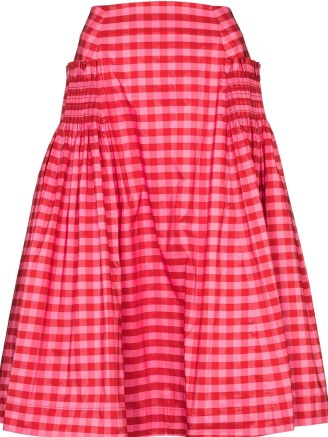 Molly Goddard Fennel gingham skirt | pink and red checked A-line skirts - flipped