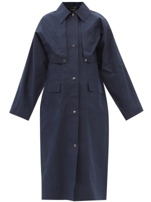 KASSL EDITIONS Navy waxed-cotton coat / womens dark blue longline coats
