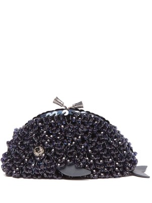 ANYA HINDMARCH Whale Maude beaded clutch bag ~ bead embellished chain strap occasion bags ~ glamorous party accessories - flipped