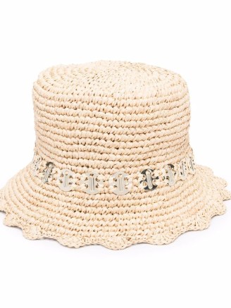 Paco Rabanne embellished sun hat – cute raffia bucket hats – womens summer accessories - flipped