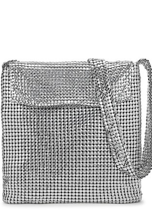 PACO RABANNE Pixel silver chainmail shoulder bag ~ metallic bags ~ glamorous designer handbags - flipped