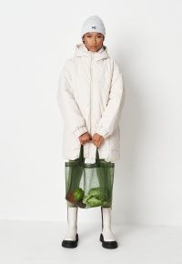 MISSGUIDED petite ecru oversized quilted hooded puffer coat ~ women’s petite size winter coats ~ womens on-trend padded outerwear