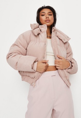 MISSGUIDED petite pink soft touch puffer jacket ~ womens petite size padded jackets ~ women’s on-trend winter outerwear - flipped
