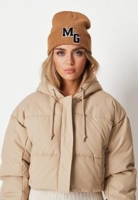 MISSGUIDED petite stone hooded step hem cropped puffer coat ~ on-trend petite size padded coats