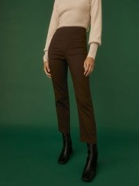 REFORMATION Petites Marlon Pant in Chocolate Brown ~ womens fashionable crop leg trousers ~ women’s casual cropped hem pants