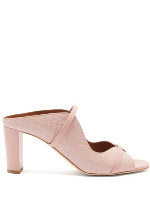 MALONE SOULIERS Norah pink crocodile-effect leather mules - flipped