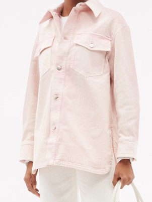 STELLA MCCARTNEY Patch-pocket pink denim jacket ~ womens utility style jackets - flipped