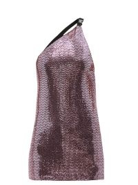 DODO BAR OR Vika one-shoulder pink sequinned top / metallic sequin covered asymmetric evening tops / women’s shimmering party tops