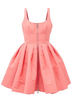 ALEXANDER MCQUEEN Pink zipped faille mini dress ~ sleeveless fit and flare dresses