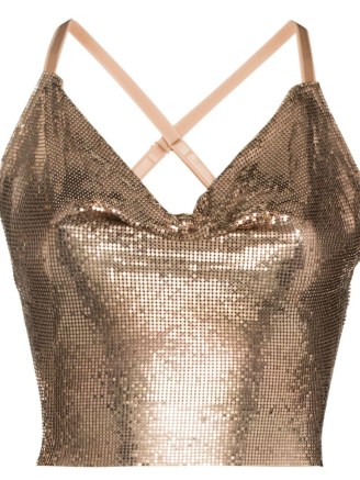 POSTER GIRL Bambi halterneck top | strappy back chainmail crop tops | metallic party fashion