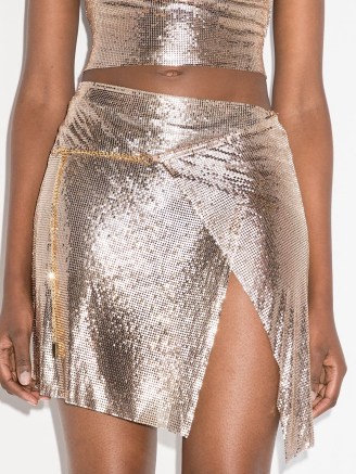 POSTER GIRL Winona metallic chainmail miniskirt | shimmering asymmetric party fashion | glamorous evening mini skirts - flipped