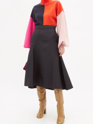 ROKSANDA Clover puff-sleeve high-neck sweater / balloon sleeve colour block jumpers / women’s colourblock knitwear
